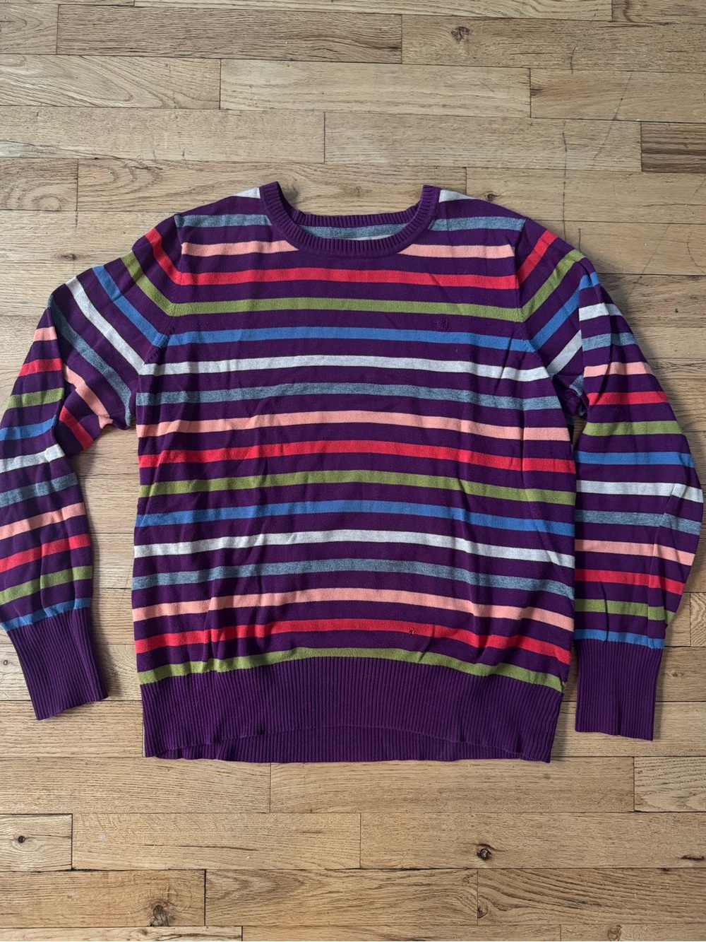 Izod Purple Multi-Stripe Crewneck Sweater - XL